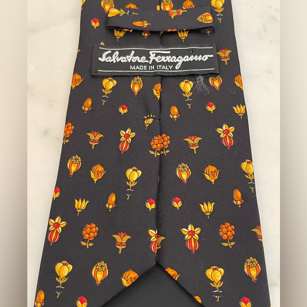 Salvatore Ferragamo Black Floral Tie